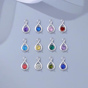 Pendentif en argent pur S925 haut de gamme avec pierre de naissance des 12 signes du zodiaque - Cadeau idéal pour les fêtes, les anniversaires et les relations amoureuses - Product Image 1