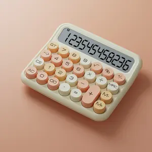 Calculatrice électronique à bouton rond à 12 chiffres pour calculatrice professionnelle avec pile AAA colorée
