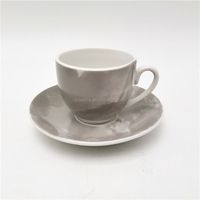 Ensemble tasse et soucoupe en porcelaine blanche brillante émaillée de 80 ml, 120 ml, 180 ml pour cappuccino, latte, café et thé