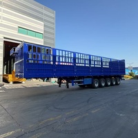 Semi-remorque en acier HYT 60T à 3 essieux avec suspension robuste pour le transport de bétail, remorque à parois latérales pour animaux