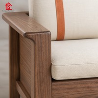Ensemble de canapé modulaire en bois de noyer avec rangement et housses amovibles lavables pour petit appartement ou salon