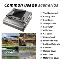 Bâche en tissu PE robuste pour échafaudages, avec revêtement imperméable noir et argenté, et œillets, pour camping