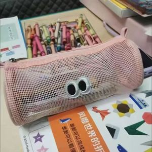 Bolsa de almacenamiento de malla bonita, bolsa de almacenamiento de papelería de gran capacidad para estudiantes, bolsa para bolígrafos, bolsa de cosméticos con cremallera para la escuela y la oficina - Product Image 4