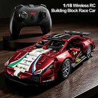 Voiture de course RC 1:18 prête à être expédiée, blocs de construction, modèle de supercar à l'échelle 1:18 avec contrôleur sans fil et design aérodynamique