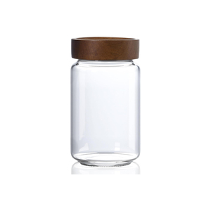 Bocaux en verre hermétiques de qualité alimentaire pour la cuisine, en verre borosilicate, avec couvercle en bois, 180 ml, 300 ml, 1000 ml - Product Image 1