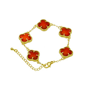 Pulsera de Trébol de Cuatro Hojas Colorida Chapada en Oro de 18K, Dije de Latón y Cobre, Cadena Fina de Moda, Pulseras y Brazaletes de Joyería para Mujer - Product Image 5