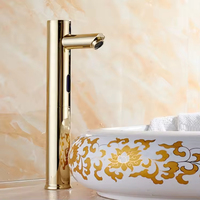Robinet de lavabo en laiton à capteur automatique, haut, pour extérieur, montage sur plan, détection infrarouge, eau froide, pour lavabo de salle de bain
