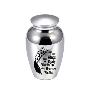 Engraved God has You in his arms with Cross Keepsake Urns - Ashes Funeral Small Cremation Urn Casket Container Mini No Deformat