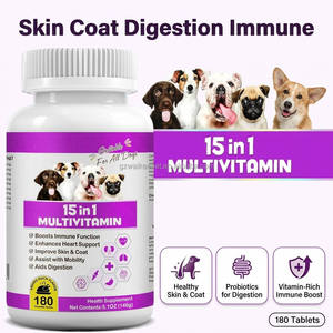 Multivitamines <span class=keywords><strong>pour</strong></span> chiens 15 en <span class=keywords><strong>1</strong></span>, comprimés à mâcher avec glucosamine, chondroïtine, MSM, probiotiques, huile de poisson, saveur canard à la pekingaise, 180 unités - Product Image 3