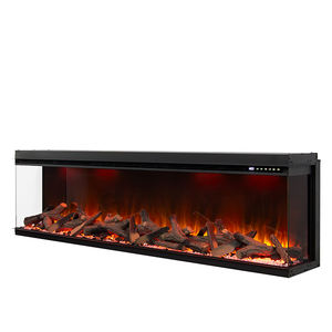 Cheminée électrique moderne à flamme LED réaliste à 3 côtés <span class=keywords><strong>de</strong></span> 72 pouces, avec ensemble <span class=keywords><strong>de</strong></span> bûches réelles en option, commande vocale intelligente - Product Image 5
