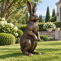 Statue de lapin en bronze, décoration de jardin extérieure en métal, bronze
