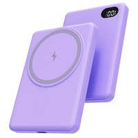 Chargeur sans fil ultra-plat en alliage d'aluminium Li-Polymère PD 20W, mini batterie externe portable 2-en-1 avec support magnétique 5000mAh LED Type-C