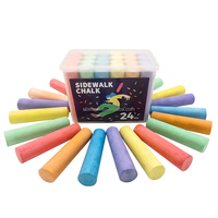 Craies de couleur de bonne qualité, 24 pièces, dans un seau carré en PP, grandes craies scolaires lavables, faciles à écrire sur, craies pour trottoir