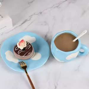 新製品手作りセラミックティーカップ白雲模様コーヒーカップセラミックティーカップセット高級 - Product Image 2