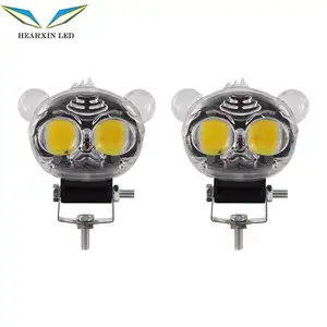 HearxinLED LED Motorcycle Headlight Work Light Tiger Spotlights High Low Beam Front Fog Lights Dual Color for Motorcycle