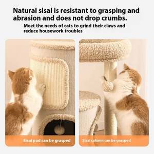 Modern Large Indoor Pet <b>Bed</b> Toy Cute Sisal-Covered <b>Cat</b> Scratcher Tree with Plush Ball for Kitten <b>Cat</b> Climbing Products - Product Image 3