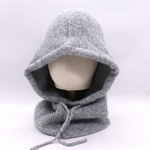 Cagoule <span class=keywords><strong>tricot</strong></span>ée d'hiver pour <span class=keywords><strong>femme</strong></span> avec cordon de serrage intégré, écharpe et <span class=keywords><strong>capuche</strong></span> chaudes pour l'extérieur - Product Image 3