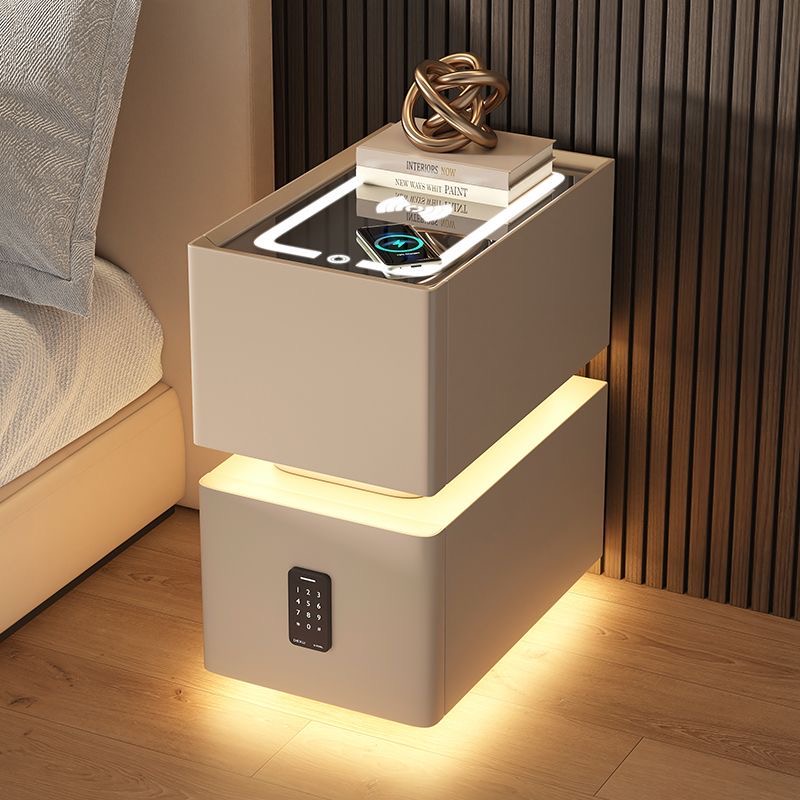 Khaki-Wireless Charger + LED Light + USB + Speaker + Lock