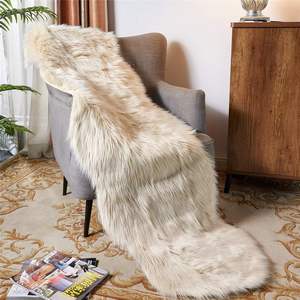 Kunst pelz Schaffell Beige Teppich Ultra Soft Fluffy Kunst pelz Shaggy Stuhl bezug Sitzpolster für Schlafzimmer Wohnzimmer Plüsch - Product Image 1