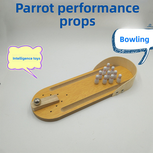 ของเล่นสำหรับฝึกสมดุลนกแก้วของเล่นสัตว์เลี้ยงแบบโต้ตอบสไตล์โบว์ลิ่งโต๊ะไม้อุปกรณ์ฝึกสมดุลนกแก้ว - Product Image 2