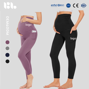 Pantalons de yoga de maternité personnalisés à taille haute, extensibles, doux, légers et antidérapants, leggings de maternité grande taille pour le sport - Product Image 1