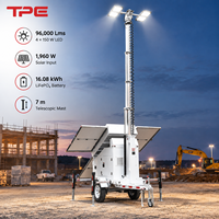DC48 V Hybrid Solar-Lichtturm 4 Paneele 4*150 W LED Digital 24/7 Zeitgesteuerter Timer Solar-Lichtturm für Sportveranstaltungsbeleuchtung