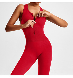 <span class=keywords><strong>Traje</strong></span> de Yoga de una pieza de alta elasticidad de estilo americano europeo para mujer, <span class=keywords><strong>traje</strong></span> deportivo de Fitness con espalda hueca ajustada para verano - Product Image 2
