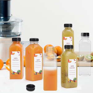 Botella de Plástico PET Cuadrada Vacía de 250ml, 350ml, 500ml con Tapa, para Jugo, Bebidas, Té, Refrescos, con Impresión de Logotipo Personalizado - Product Image 1