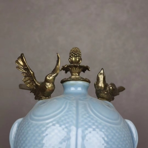 Jingdezhen Royal fornace blu smaltato rame intarsiato vaso in porcellana asta di fascia alta antico palazzo ceramica vaso a doppio orecchio - Product Image 2