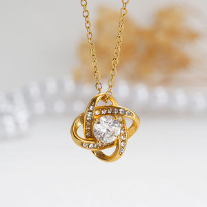 High Quality Luxury to My Soulmate Mother Day Gift Heart Gift AAA Zircon Love Knot Necklace Stainless Steel Jewelry for Women - Product Image 3