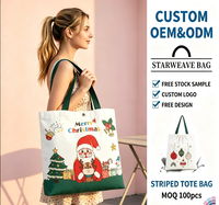 Sac fourre-tout en toile coloré avec motif de sapin de Noël du Père Noël, Joyeux Noël, réutilisable, recyclable, cadeaux de Noël, emballage textile Xh