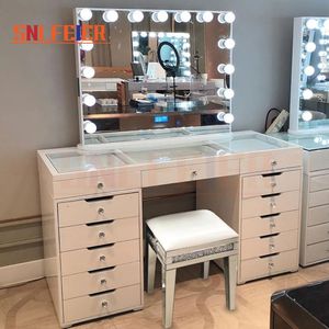 Cao cấp rắn gỗ bền Vanity bảng thiết lập gương phân lưu trữ ngăn kéo hiện đại bàn trang điểm tổ chức nội thất phòng ngủ - Product Image 2