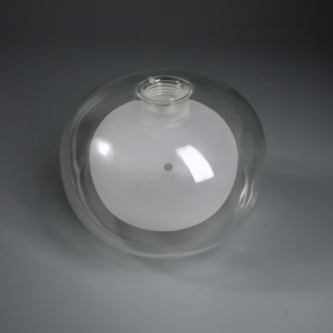 Paralume <span class=keywords><strong>in</strong></span> <span class=keywords><strong>Vetro</strong></span> Bianco Latte Scintillante a Forma di Opale Rotondo Classico Soffiato a Mano per Parti di Illuminazione a Lampadario - Product Image 2