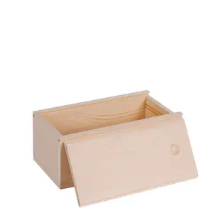 Unfinished Wood Storage Box with Slide Lid Blank Natural Wood Box Case Container for Wedding DIY Craft Hobbies Home Storage