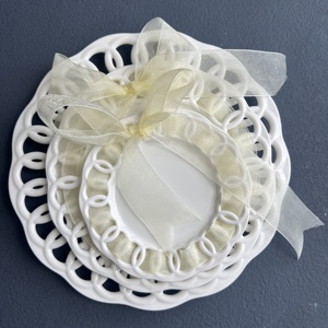 Assiette creuse en porcelaine fine SONYA, motif gaufré, style américain, pour desserts, vaisselle occidentale - Product Image 6