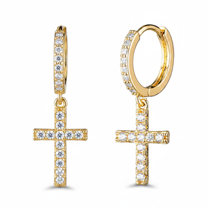 Magnifiques boucles d'oreilles pendantes en or jaune 10 carats avec diamants naturels ronds de qualité supérieure, tendance pour femmes et enfants - Product Image 2