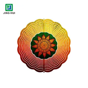 Custom Sublimation Sunflower Metal Hanging Stainless Steel Mandala Wind Spinner