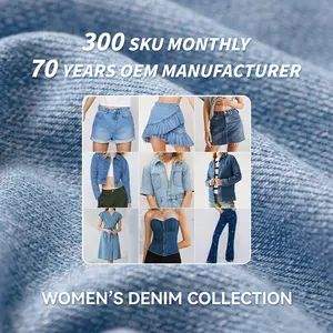WS119 Custom Denim Skirt Women Slit Hem Long Jean Skirts Women Blue Jean Skirts