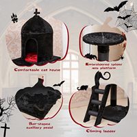 Arbre à chat d'intérieur multi-niveaux de style gothique, griffoirs pour chat, jouets araignées, adapté aux grands chats, noir Halloween