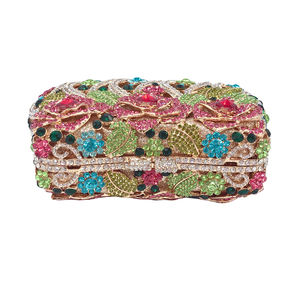 Pochette de soirée vintage pour femme, motif floral, strass, sac à bandoulière perlé scintillant pour mariage et cocktail - Product Image 6