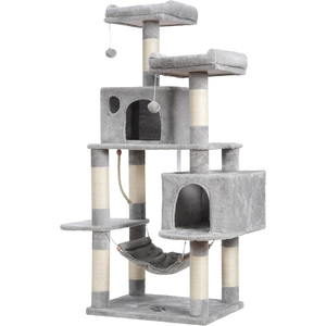 Manufacturer Wholesale Sisal Grey Beige Brown Simple Style Tower Condo <b>Cat</b> Tree - Product Image 1