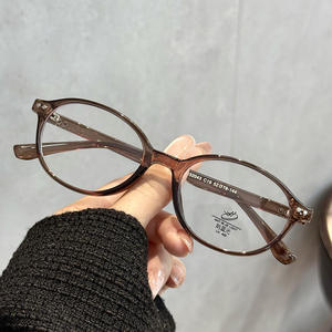 Montures de lunettes rondes pour femmes Qianai P2-52043 TR90, monture intégrale, anti-lumière bleue, protection UV, rivets à points - Product Image 3