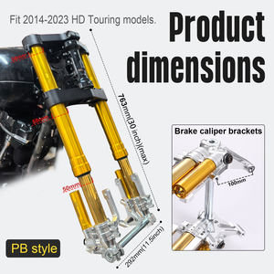 โช้คอัพหน้าแบบกลับหัว (Inverted Fork) คุณภาพสูง สีทอง พร้อมขาสามทาง (<span class=keywords><strong>Triple</strong></span> Tree) สำหรับรถฮาร์เลย์ ทัวร์ริ่ง ปี <span class=keywords><strong>2014</strong></span>-2023 รุ่น <span class=keywords><strong>Street</strong></span> Glide ปรับได้ - Product Image 3