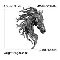 Nouvelle Broche Tête de Cheval en Alliage Style Rétro Créatif Européen-Américain – Accessoire de Boutonnière Polyvalent de Haute Qualité pour Femme
