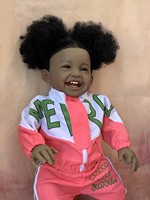 Poupée réaliste noire reborn de 60 cm (24 pouces) en vinyle et silicone, adorable compagnon pour filles et garçons