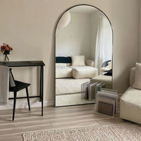 Miroir mural pleine longueur en verre doré avec cadre en aluminium arqué moderne pour la décoration du salon et de la chambre