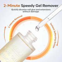 OEM & ODM Convient pour les faux ongles Colle solide adhésive Étiquettes Bouteille jaune 50 ml Sans odeur À base d'acétone Décapant à ongles doux