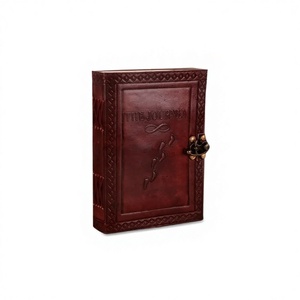 Embossed Leather Journal “The Journey” Vintage <b>Notebook</b> with Antique Lock, Handmade Deckle Edge <b>Diary</b> <b>Notebook</b> - Product Image 6
