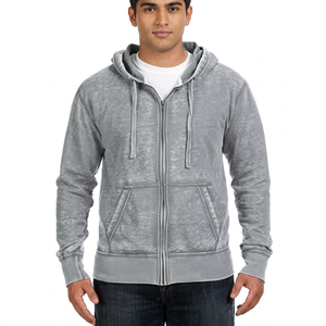En vrac Meilleures Ventes Vintage Street Wear Logo Personnalisé Zip up Acid Wash Puff Print Hommes Hoodies - Product Image 1