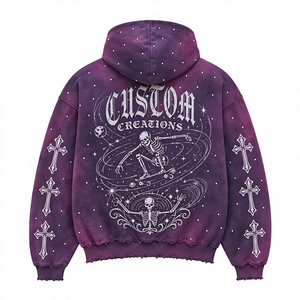 Sudadera con Capucha y Cremallera Estilo Gótico Personalizada para Hombre, Corte Regular, 100% Algodón Felpa, Transpirable, Informal de Invierno - Product Image 2